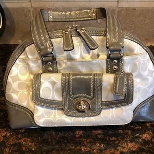 Coach silver white gray handbag New